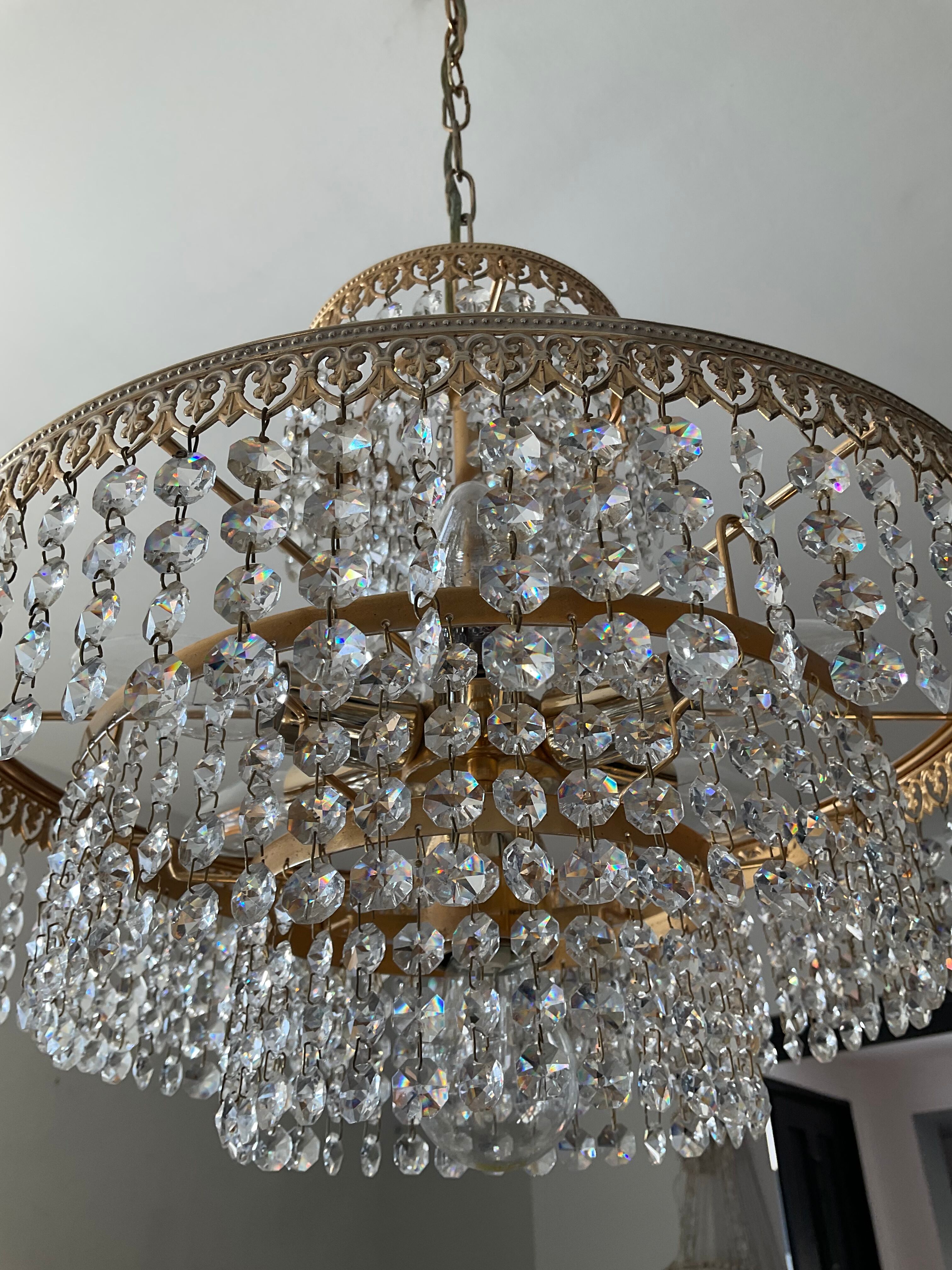 Crystal grapevine waterfall chandelier