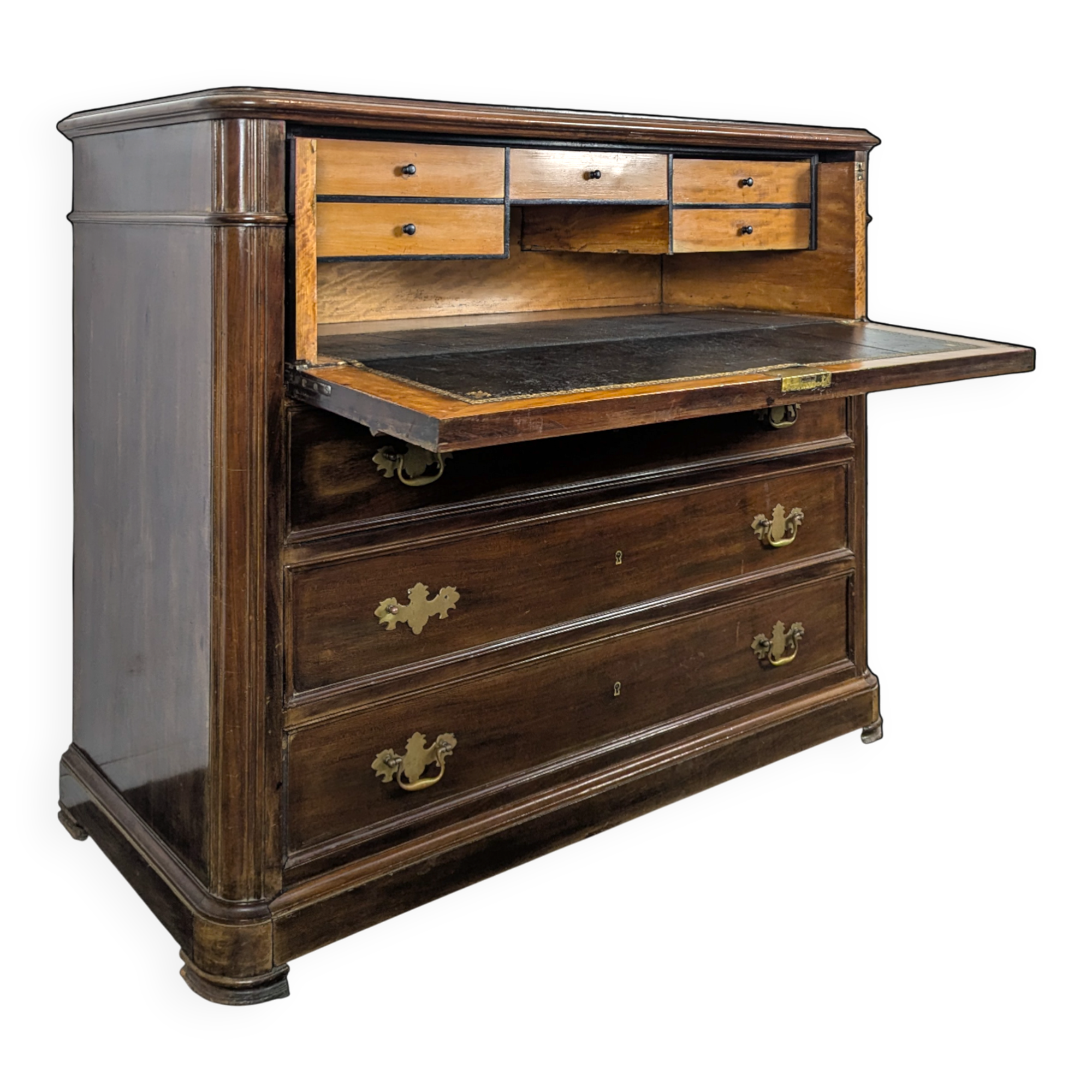 English mahogany secretary chest of drawers