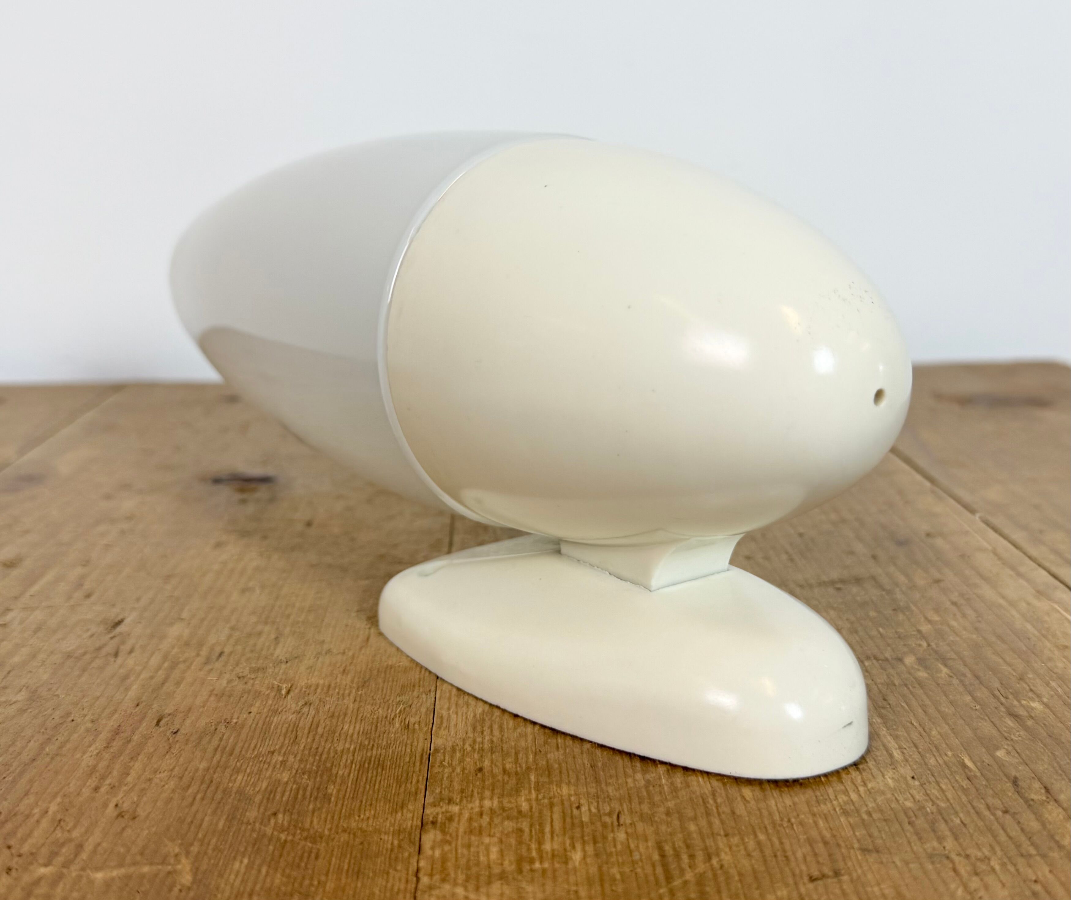 Industrial White Bakelite Wall Light with Milk Glass, 1950s