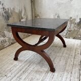 Empire style marble and mahogany coffee table