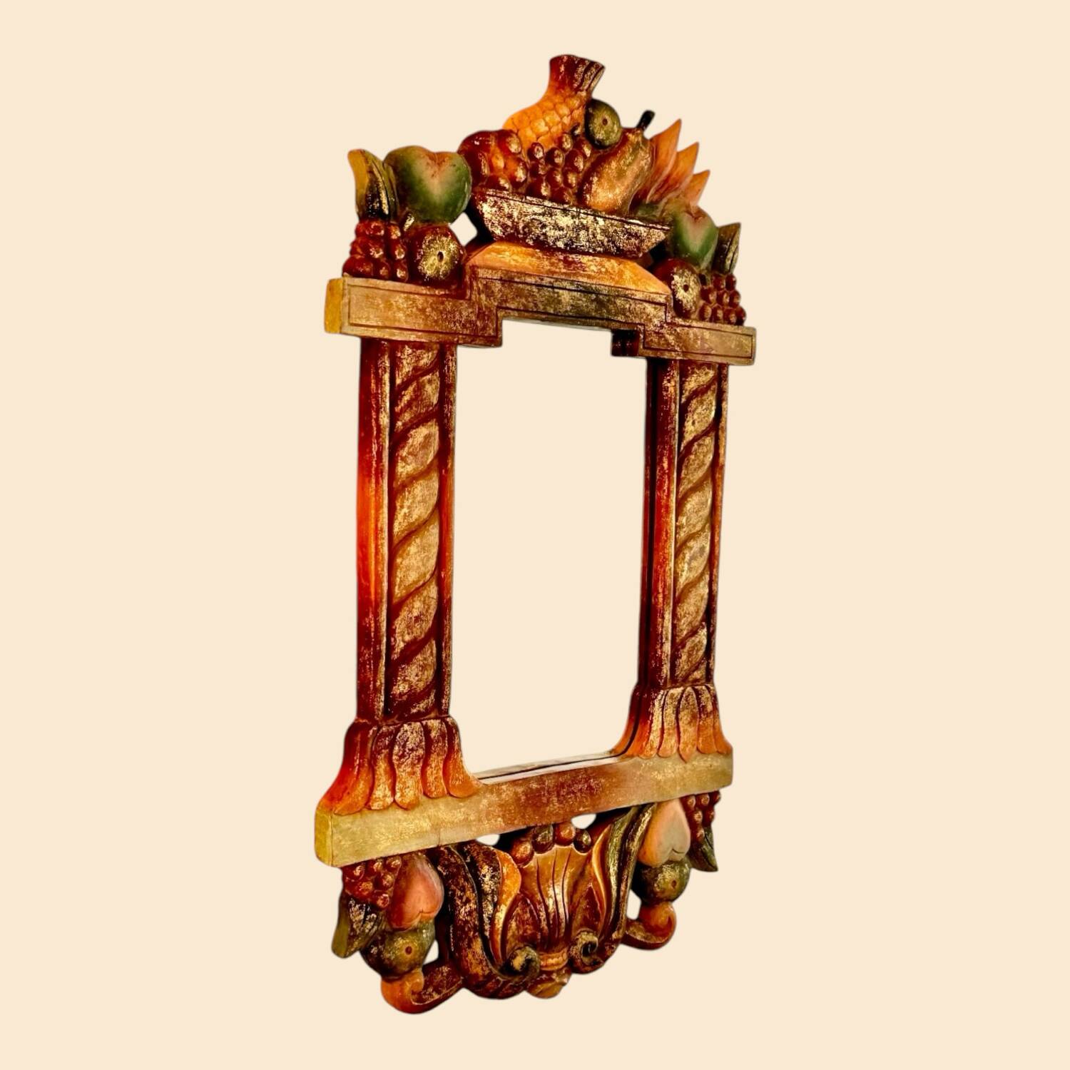 Vintage mirror in polychrome painted wood, 70´s