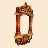 Miroir vintage en bois peint polychrome, 70´s