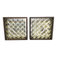 Pair of wooden frame wall lights, Odreco