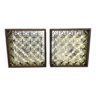 Pair of wall lights Wooden frame, Odreco