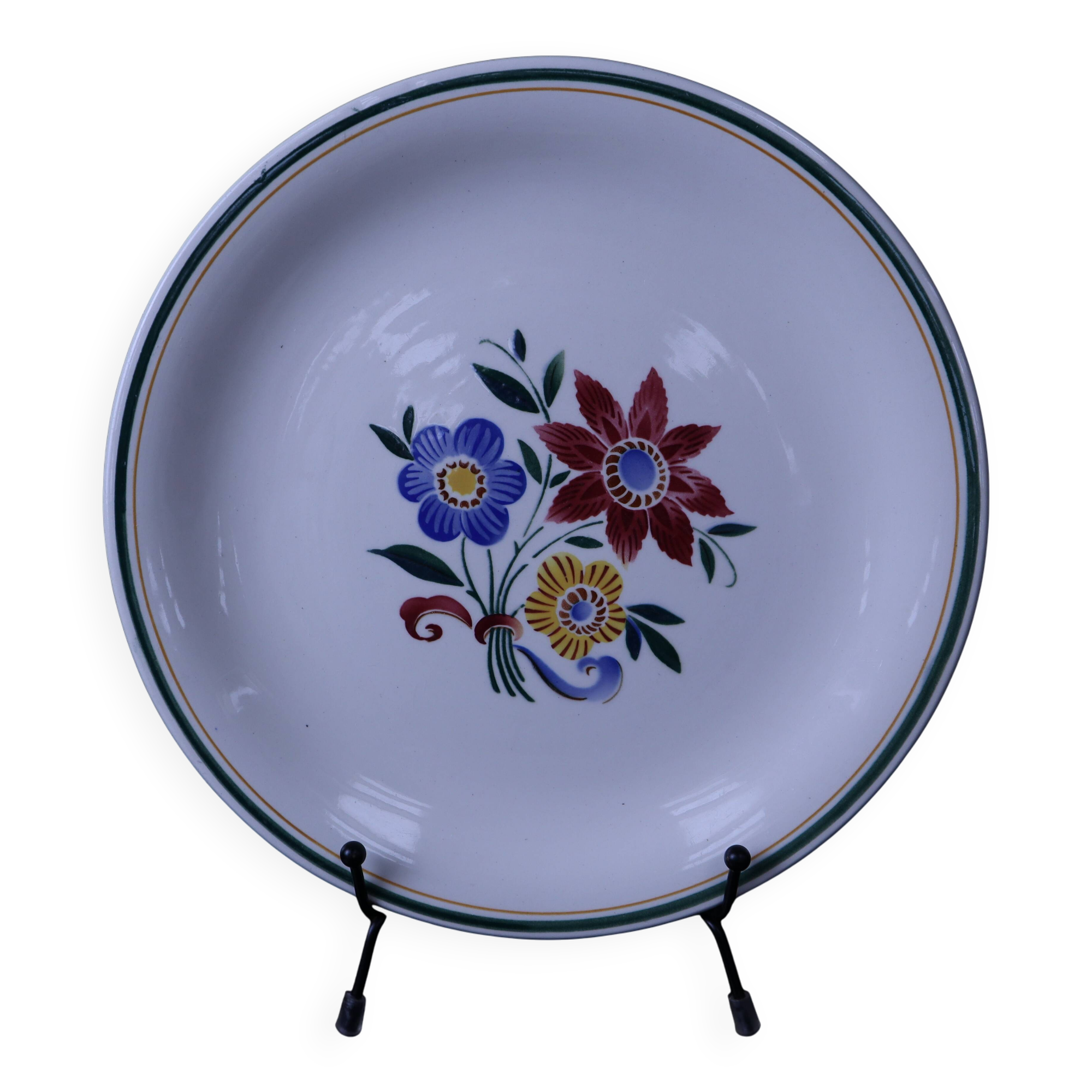 Plate dish on stand Sarreguemines "Dole"