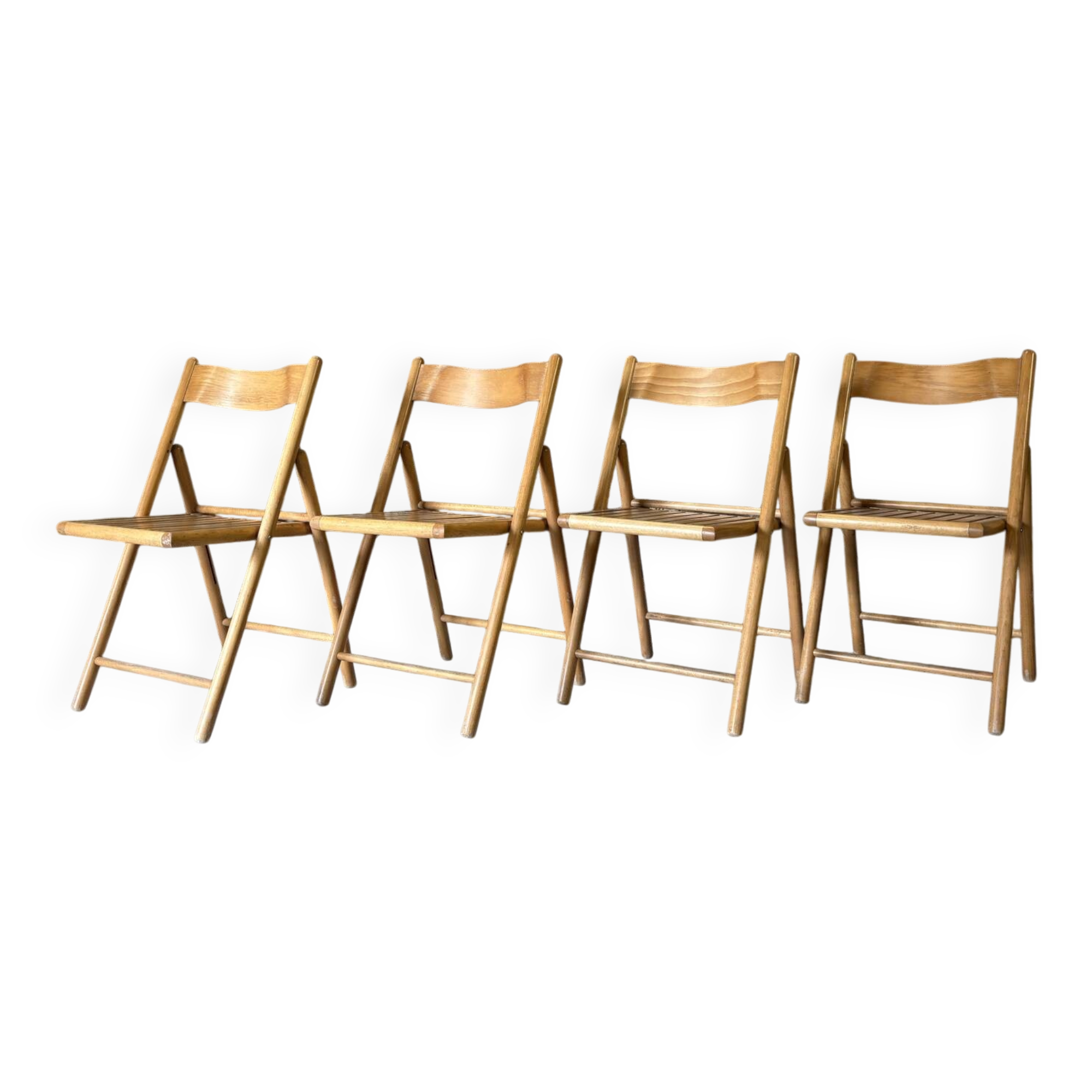 4 folding wooden chairs for Habitat, 1980