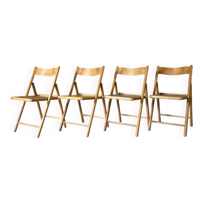 4 chaises pliantes en bois pour Habitat, 1980
