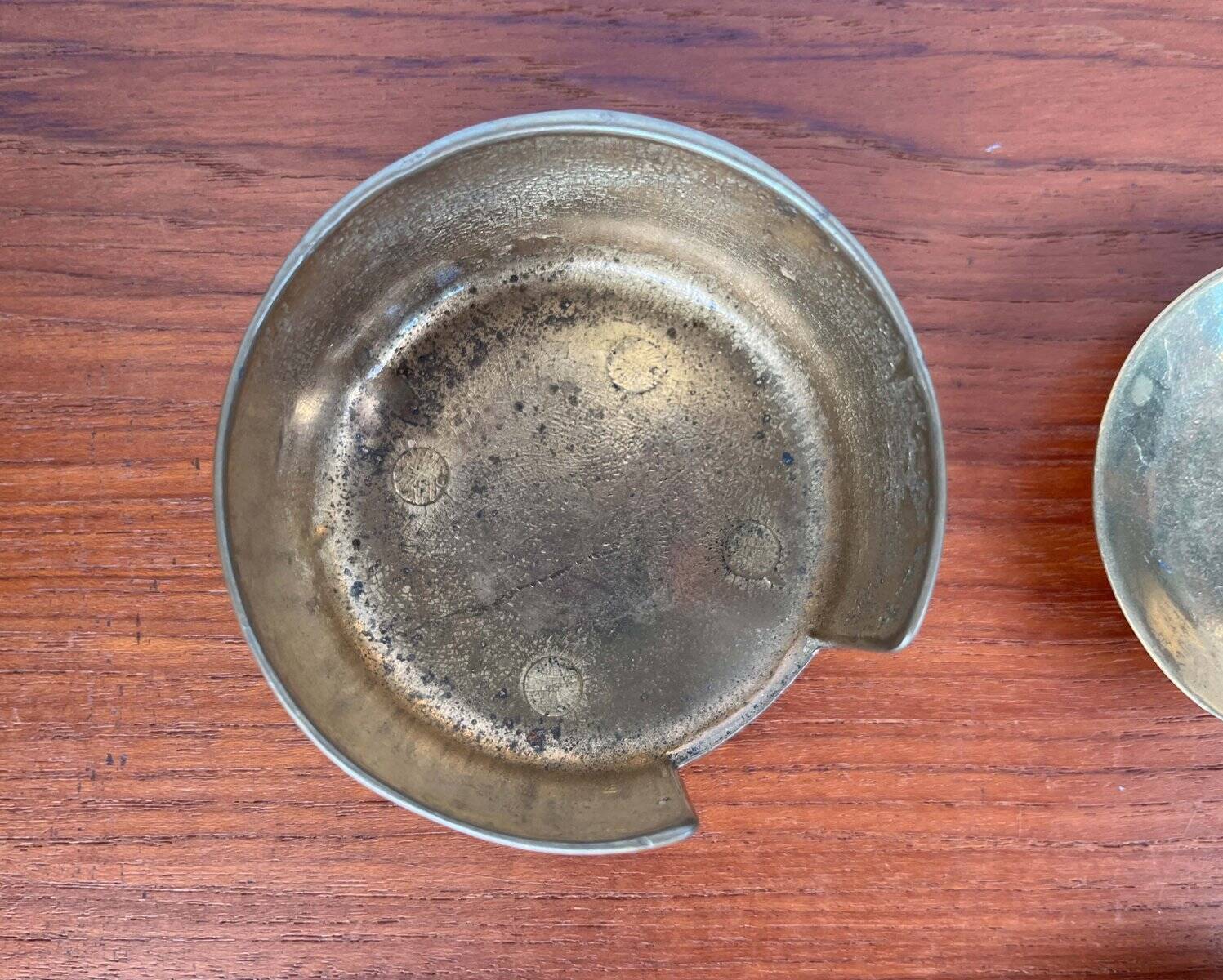 Stackable Austrian brass ashtrays in mid-century style, 1960, set of 5.