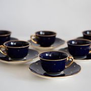 Painted porcelain tea and coffee service, mid-20th century, Poland, 1960.