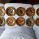 Set of 10 Sarreguemines dessert plates in slurry decorated fruit