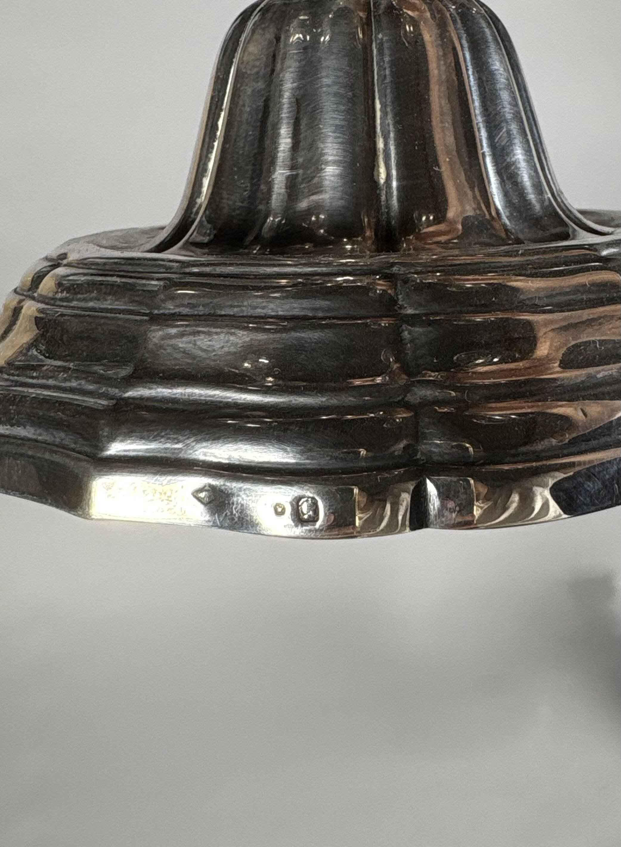 Pair of solid silver 950 candelabra in Louis XVI style