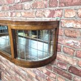 Upcycled Art Deco Oak Wall Display Cabinet with Slatted Glass Corners - 195