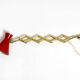 1950s brass extendable scissor wall lamp with aluminum diabolo shade in red
