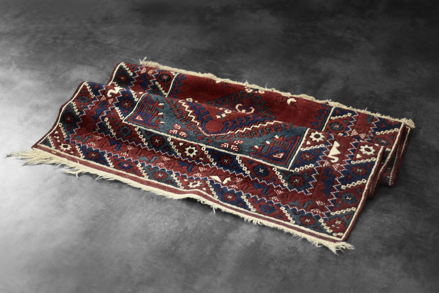 Vintage Red Hand-Woven Oriental Afghan Rug, 1970s