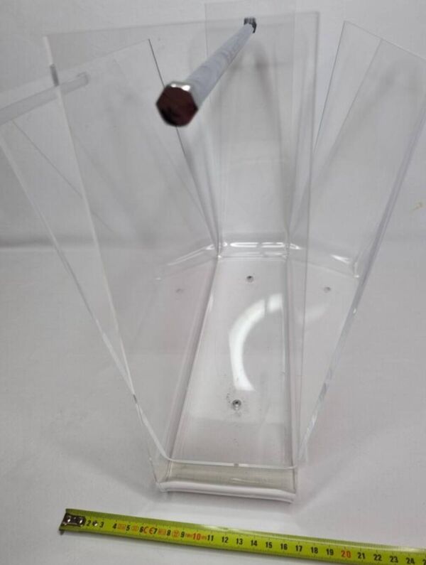 Porte-revues vintage en plexiglas transparent – Design David Lange – 70/80s