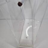 Vintage transparent plexiglass magazine rack – David Lange design – 70s/80s