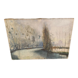Canvas 'Winter River' 1950s