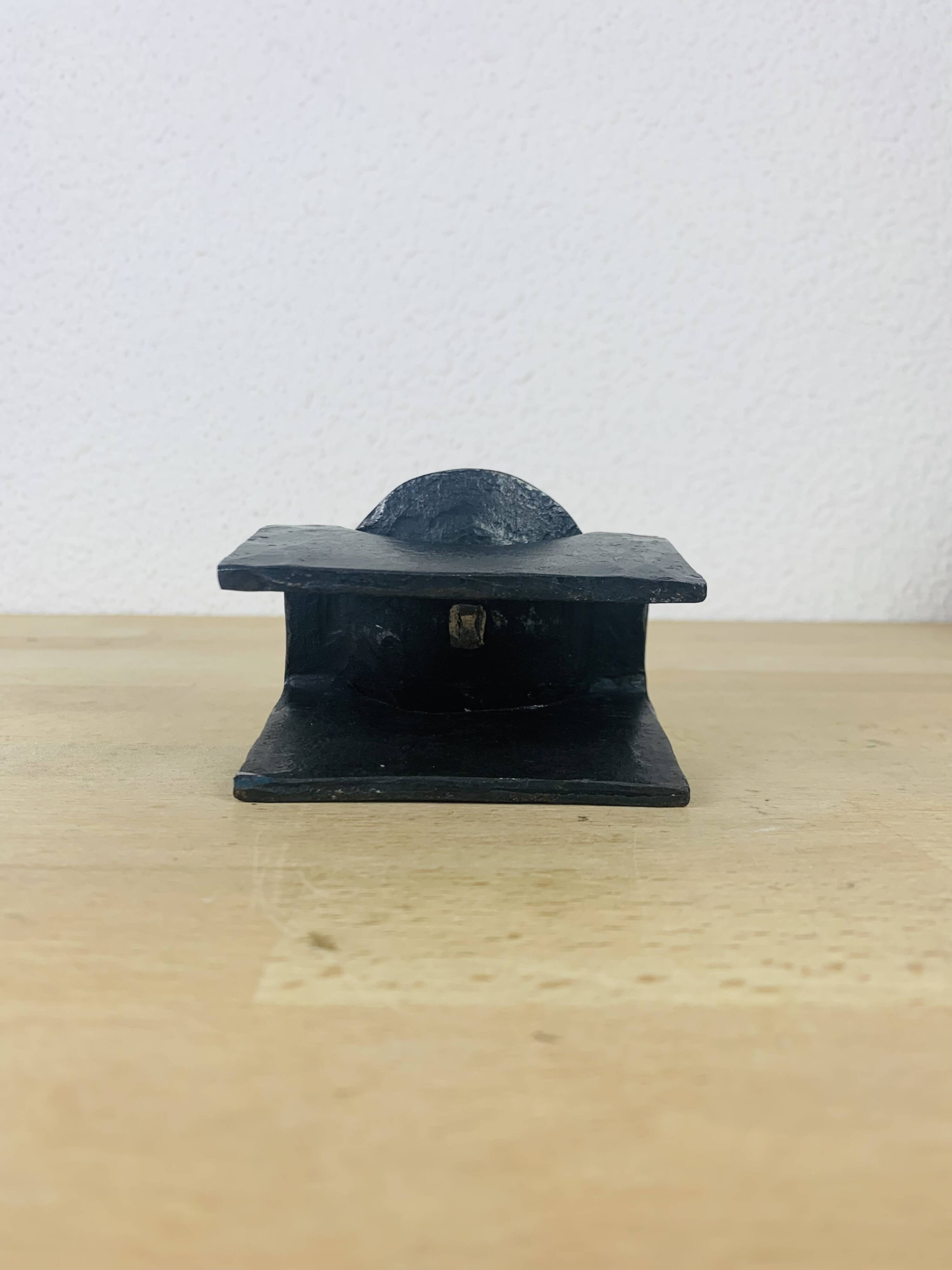 Vintage wrought iron brutalist candle holder
