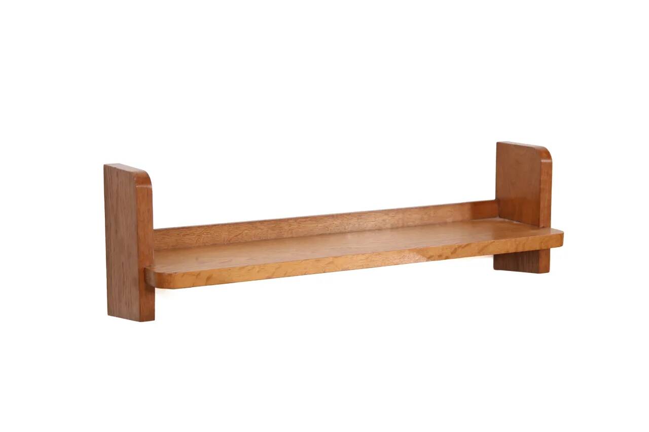 Mid-century oak brutalist wall shelf