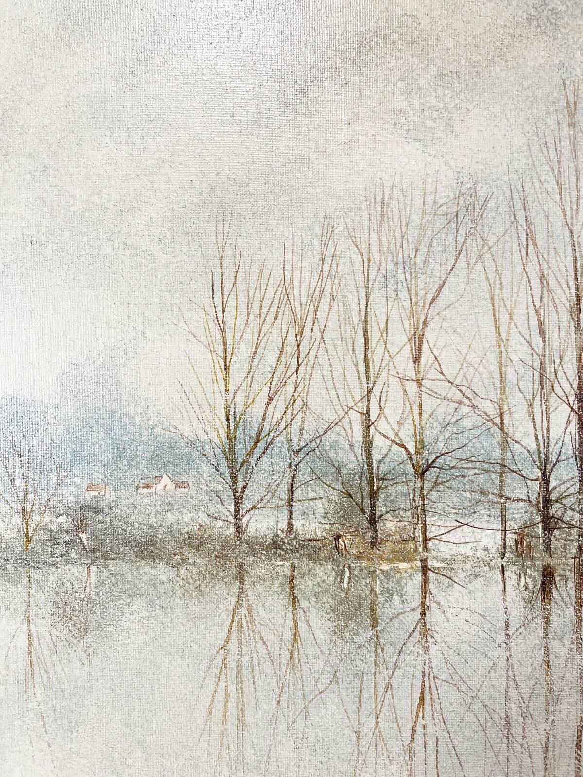 Tableau HST "Pond in the Grand Morin Valley" Marne by L. Maissard