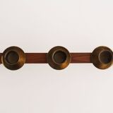 1960s Sculptural Wooden & Brass Candleholder