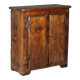 Antique pine wardrobe painted in walnut stain, restorations, Italy, 17th century.