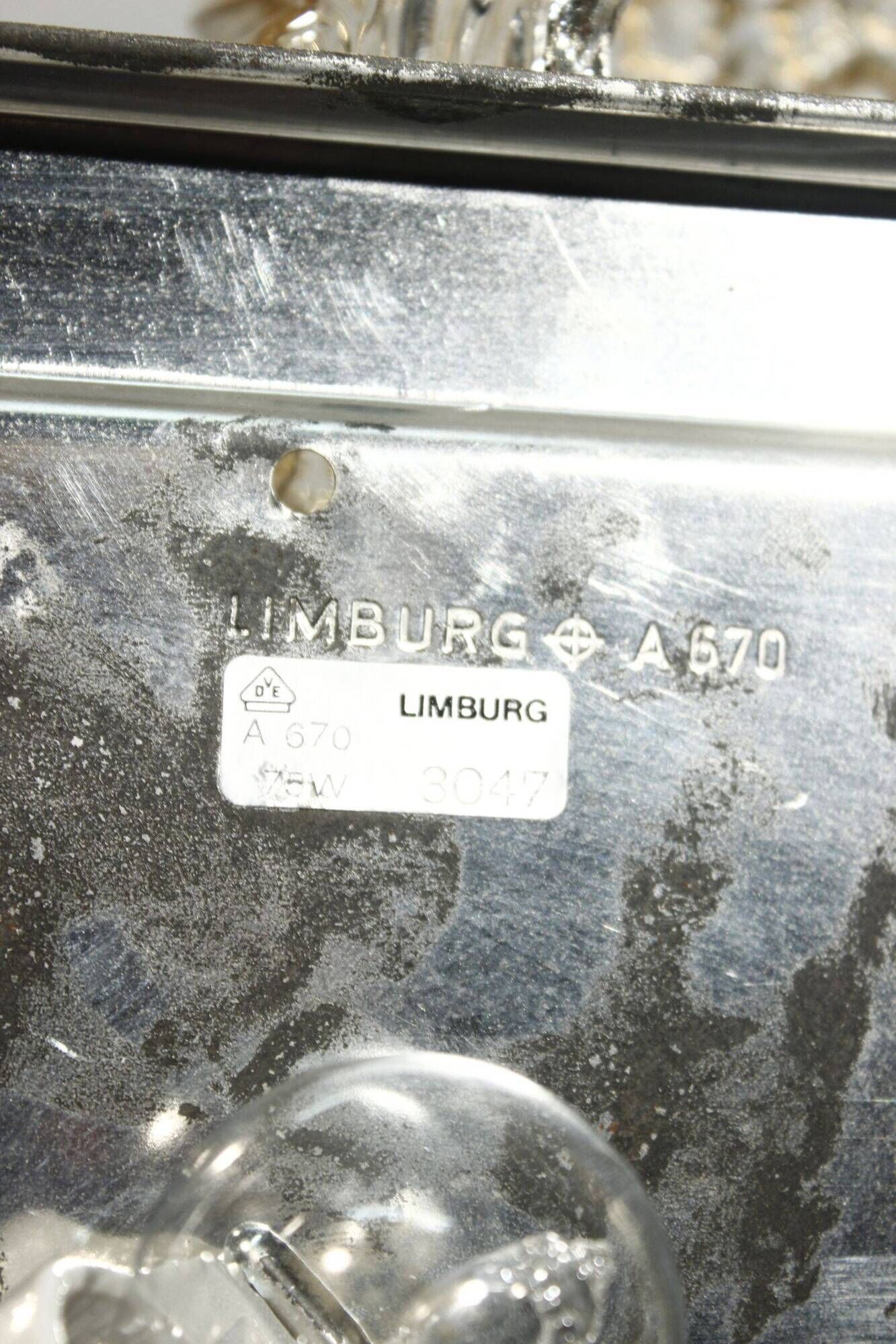 Limburg Glashütte wall lamp textured molded glass Germany 1960s