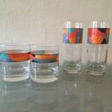 4 patterned glasses, vintage