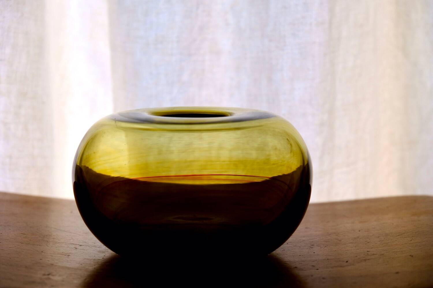 Blown glass ball vase by Claude Morin, Dieulefit France 1979