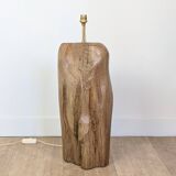 Brutalist oak sculpture lamp
