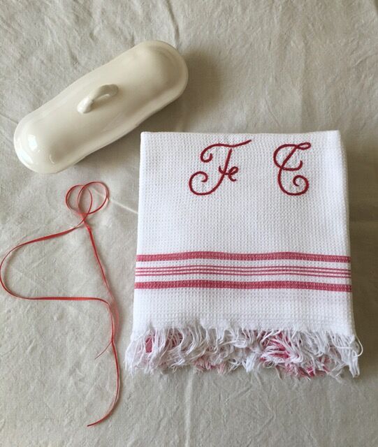 Set of two old honeycomb towels