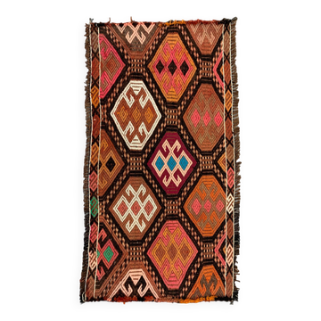 Vintage Turkish Mini Kilim 108x58 cm Wool Small Kelim Runner, shabby Chic