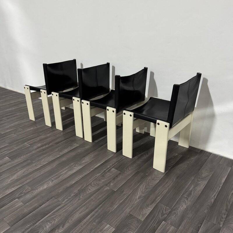 Monk Chairs attributed to Afra & Tobia Scarpa for Molteni&C, 1980s, Set of 4