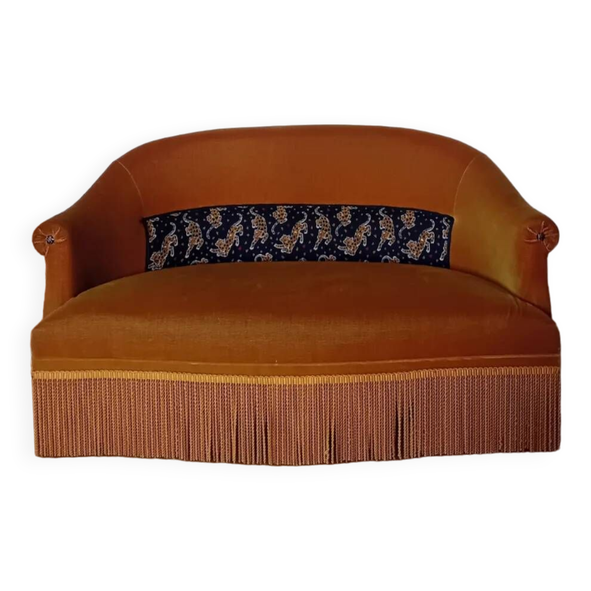 Mustard velvet 2-seater toad sofa