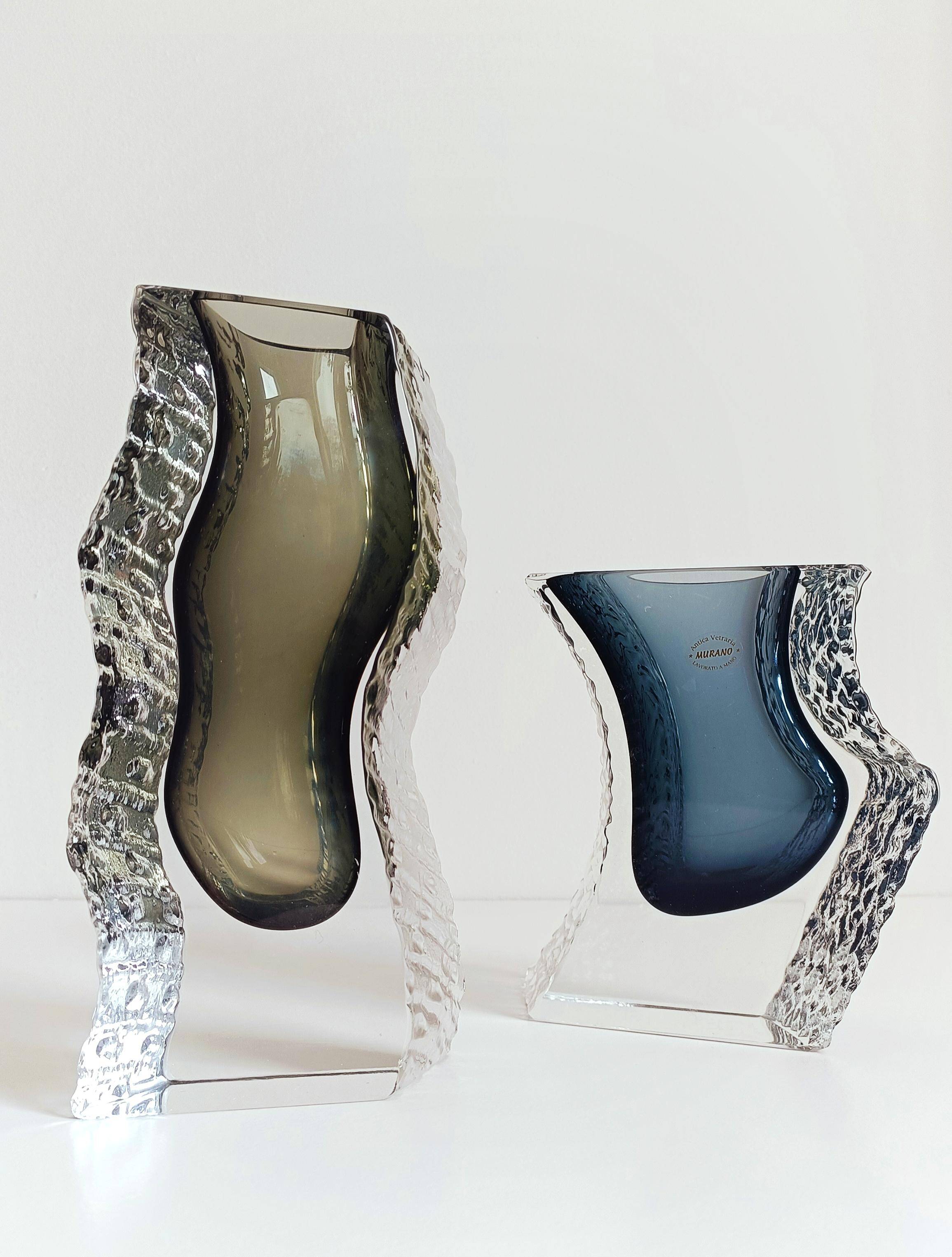 Alessandro Mandruzzato Murano Glass Vases, Hand-Blown, Italy, 1970s