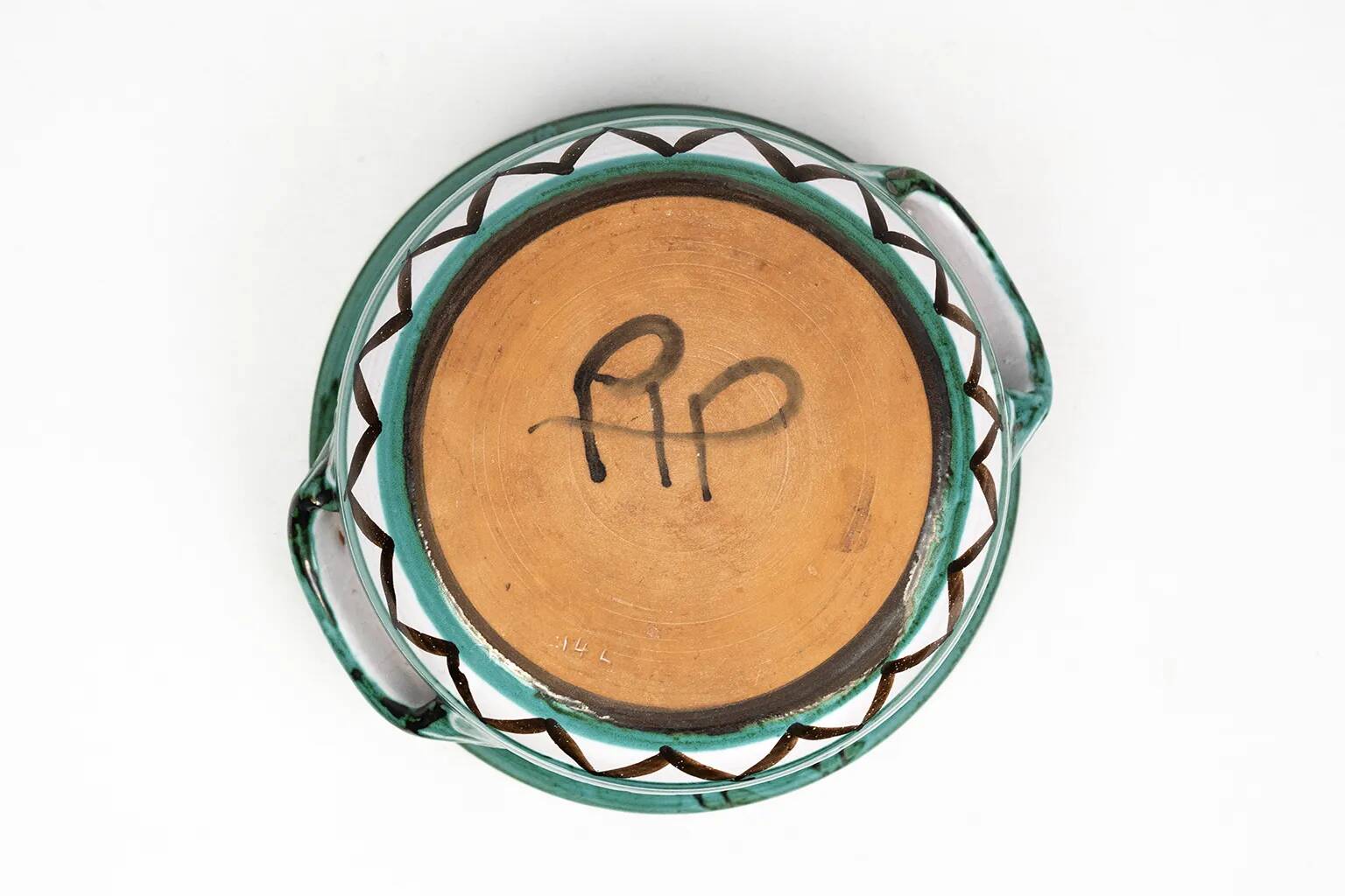 Small ear-handled bowl Robert Picault – Vallauris, sunflower decoration 1950