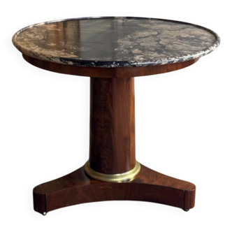 Empire Pedestal Table in Cuban Mahogany, Levanto Marble