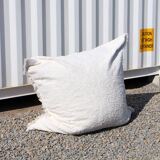 Housse de pouf artisanale en coton recyclé blanc