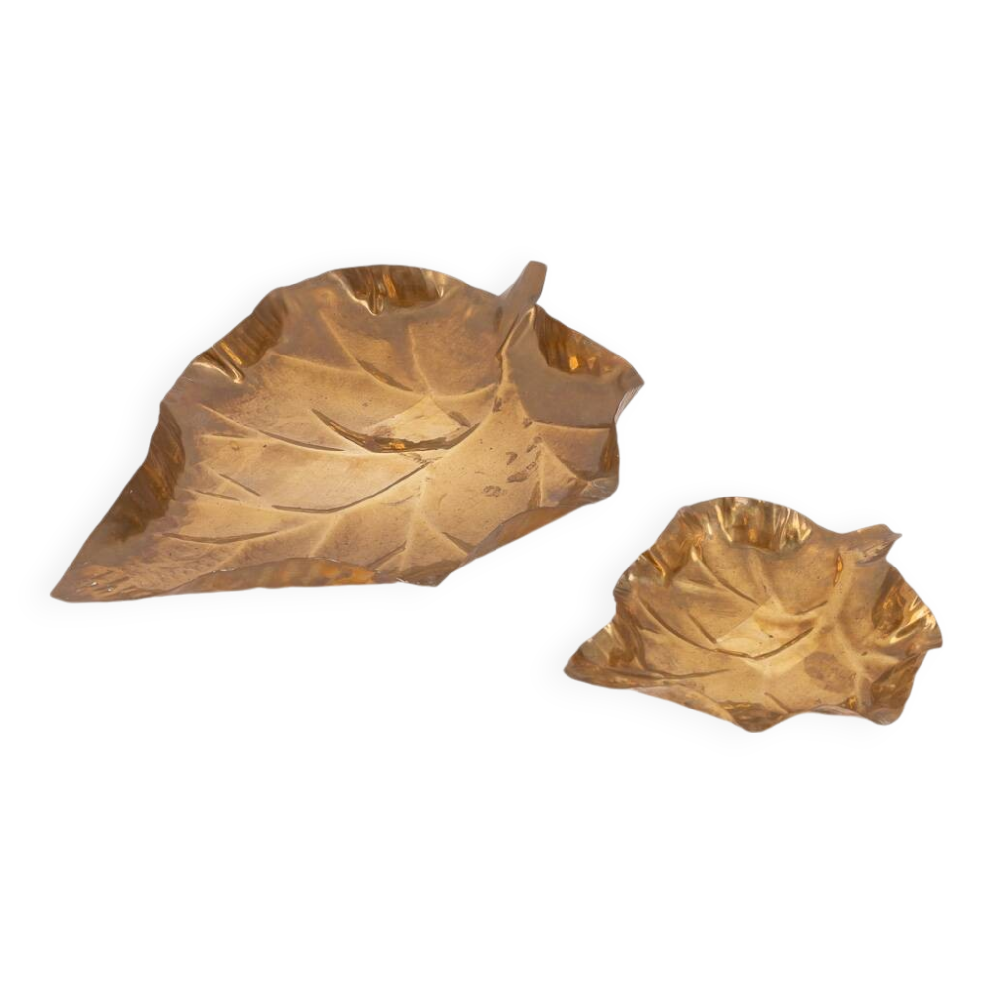 Decorative brass leaf bowl set, Italy