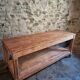 French antique work table in pitch pine – large workshop / draper's table, early 20th century