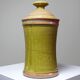 Decorative spice box in vintage two-tone glazed stoneware, handmade and signed.