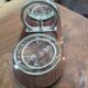 Art Deco pocket emptier in wood, engraved glass and chromed metal