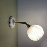 Vintage globe wall lamp in white Clichy glass
