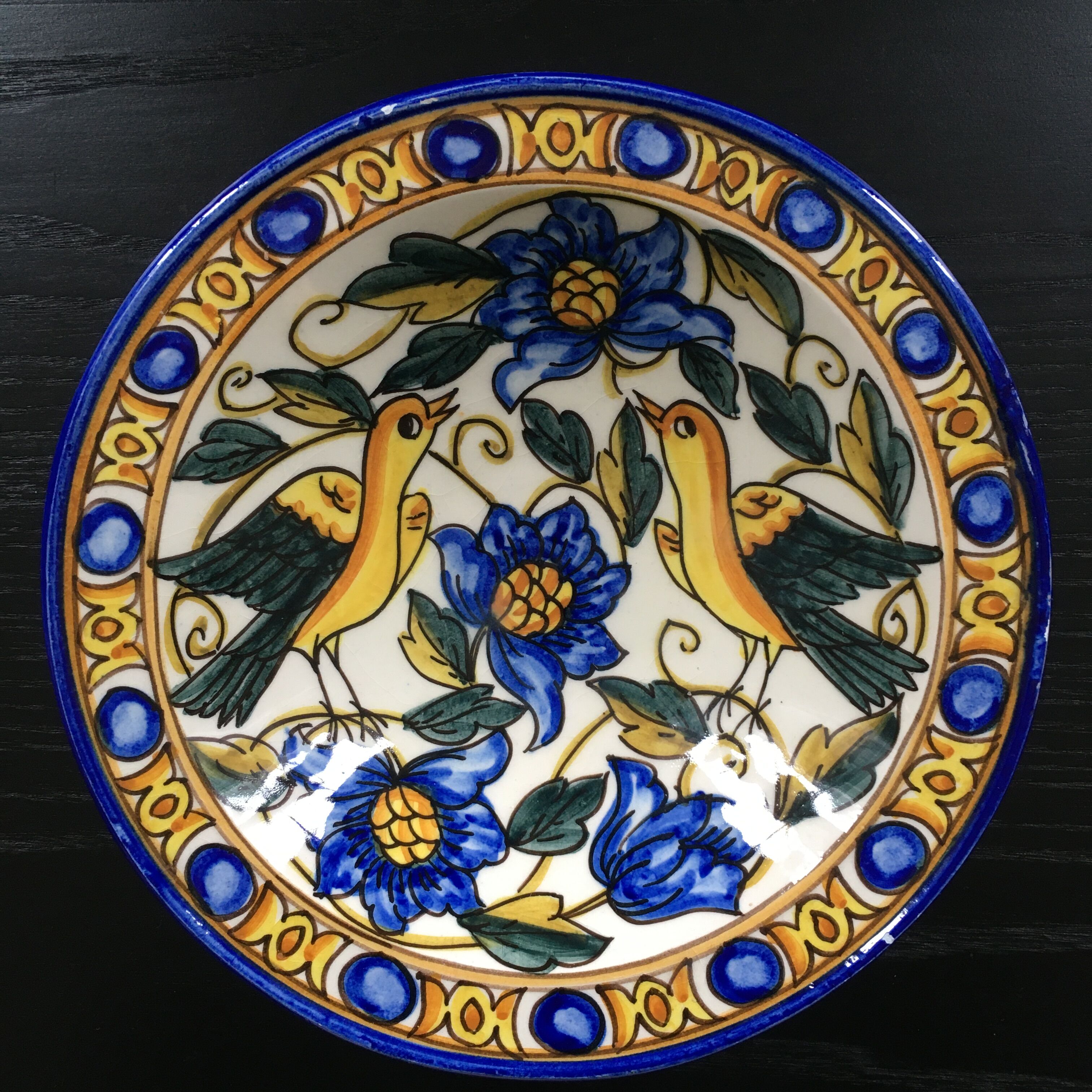 Dish floral decoration and birds