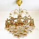 Lustre vintage exceptionnel en cristal style Murano orange, laiton, 5
