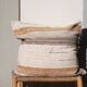 Hand-woven recycled cotton pouf cover - beige