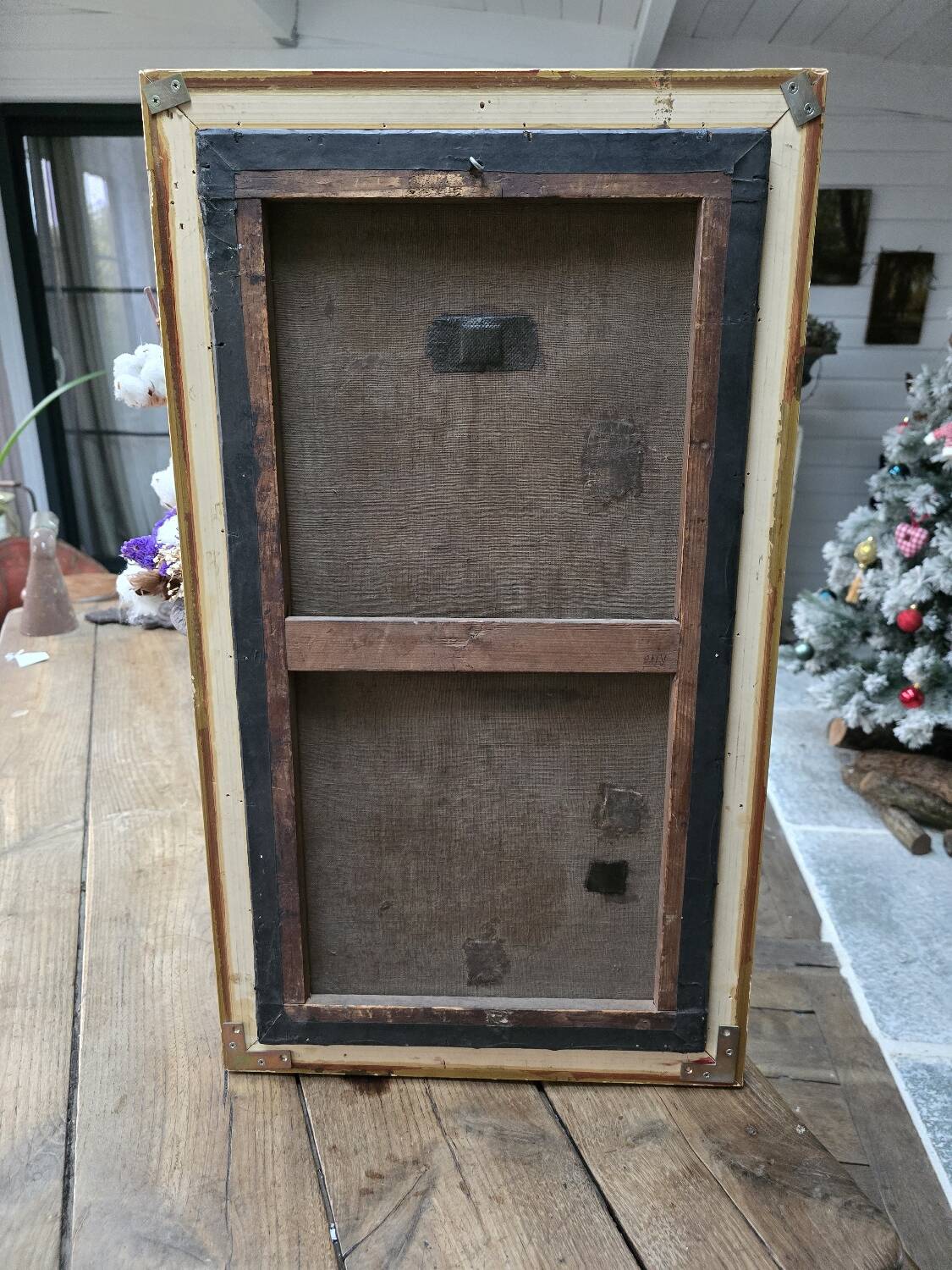 Oil on canvas with bouquet