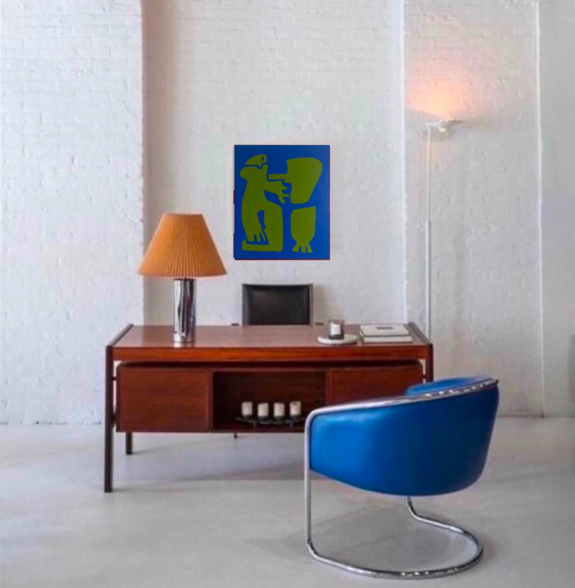 Original cubist canvas painting "happy blue men" by Bodasca