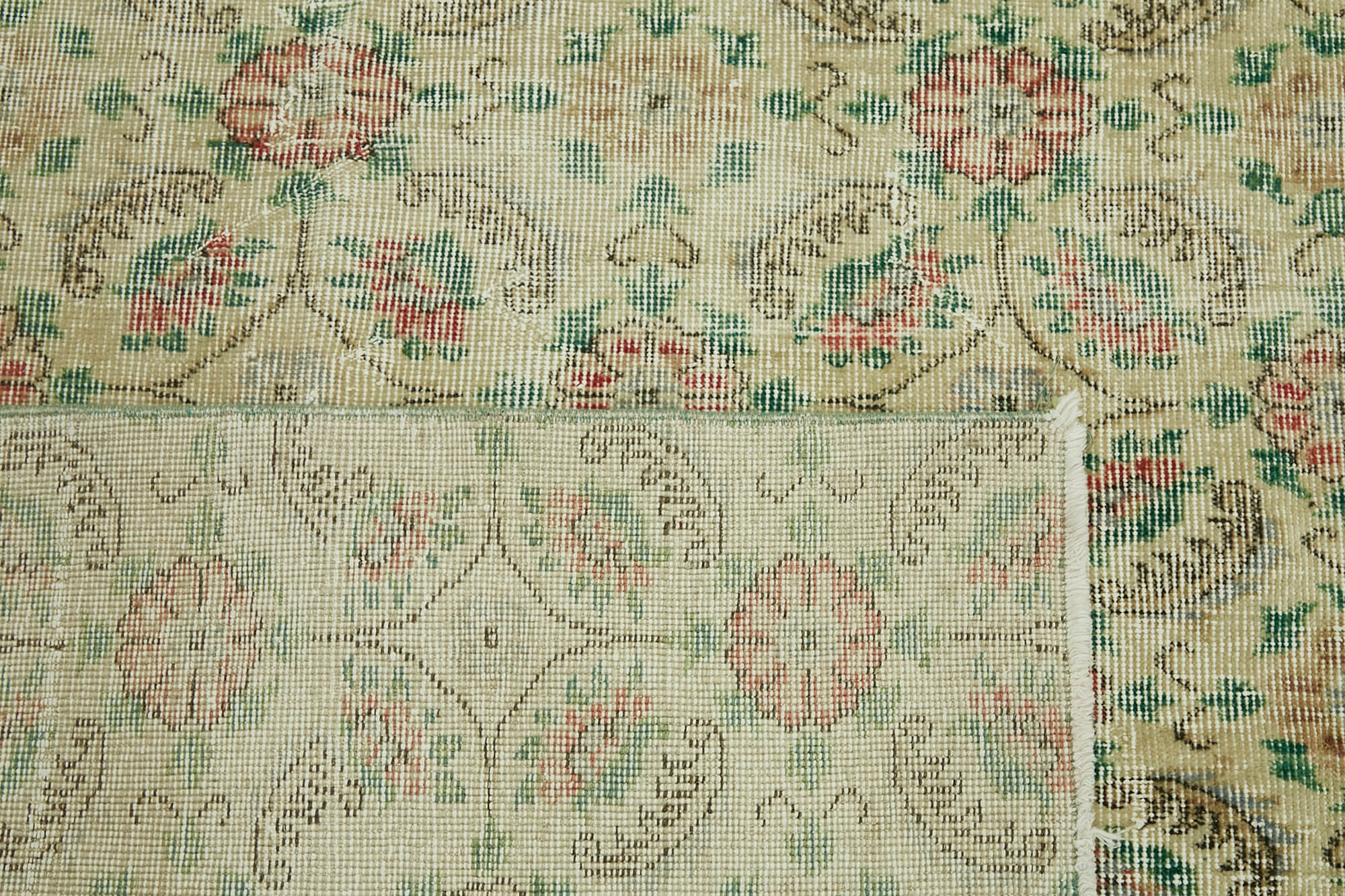 Handmade oriental contemporary 1980s 240 cm x 356 cm beige wool carpet