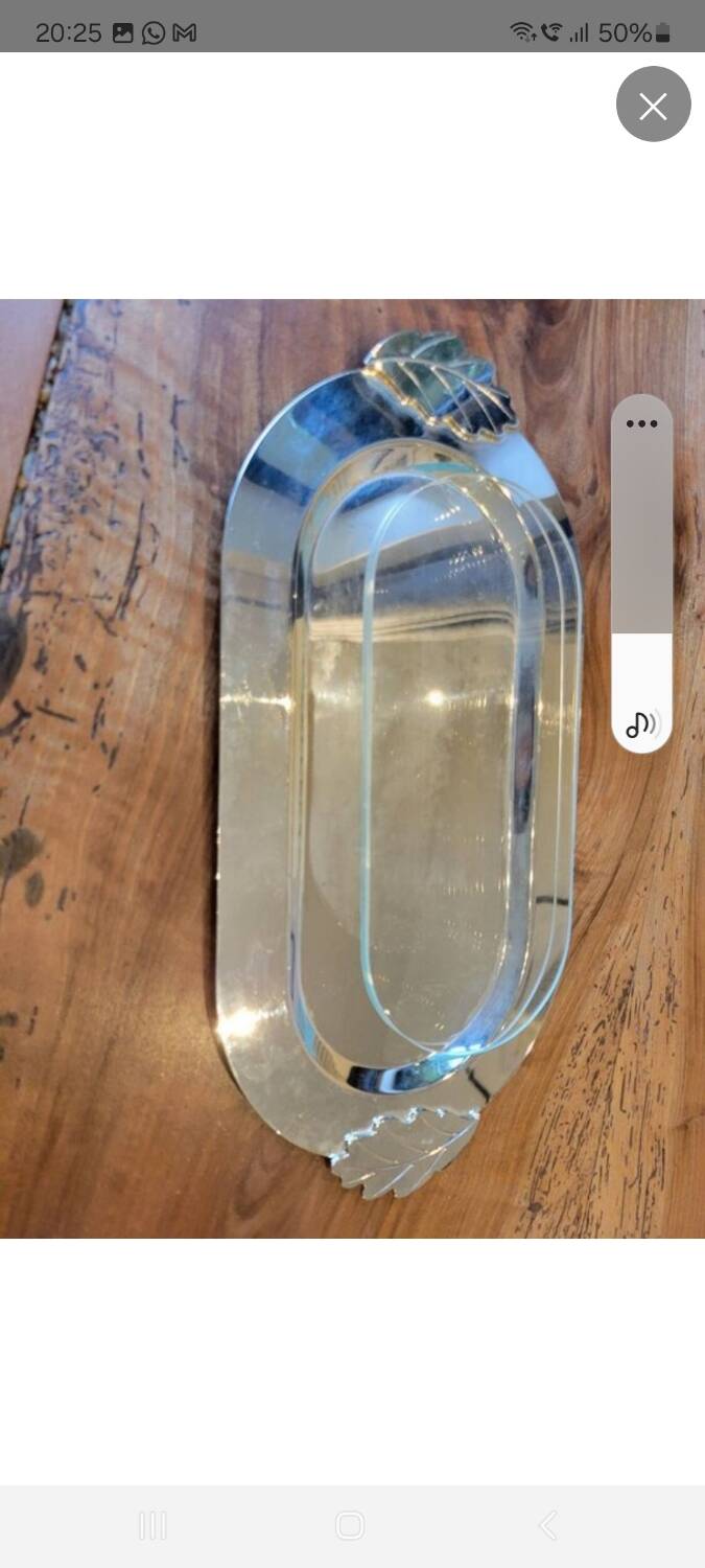 Silver foie gras dish with glass window